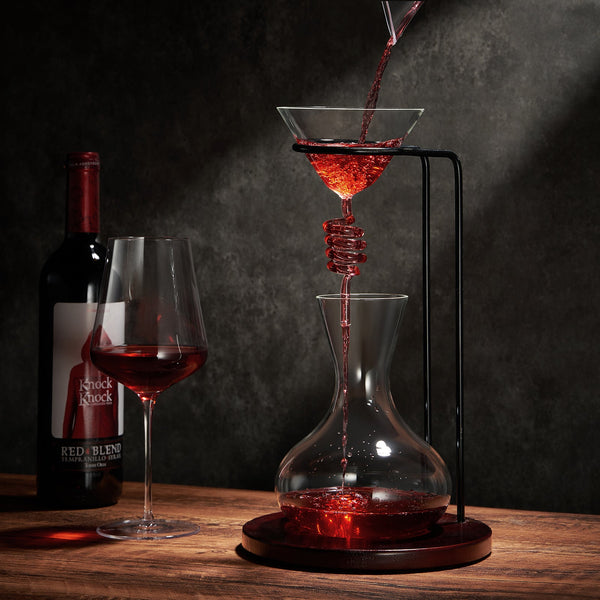 Wine Tower Decanting & Aerator Set by The Wine Savant - Unique Wine Decanter - 2 Aerating Parts - Upper & Lower Aerators - Whisky & Wines Carafe, Proven to Enhance & Improves Flavor & Aromas