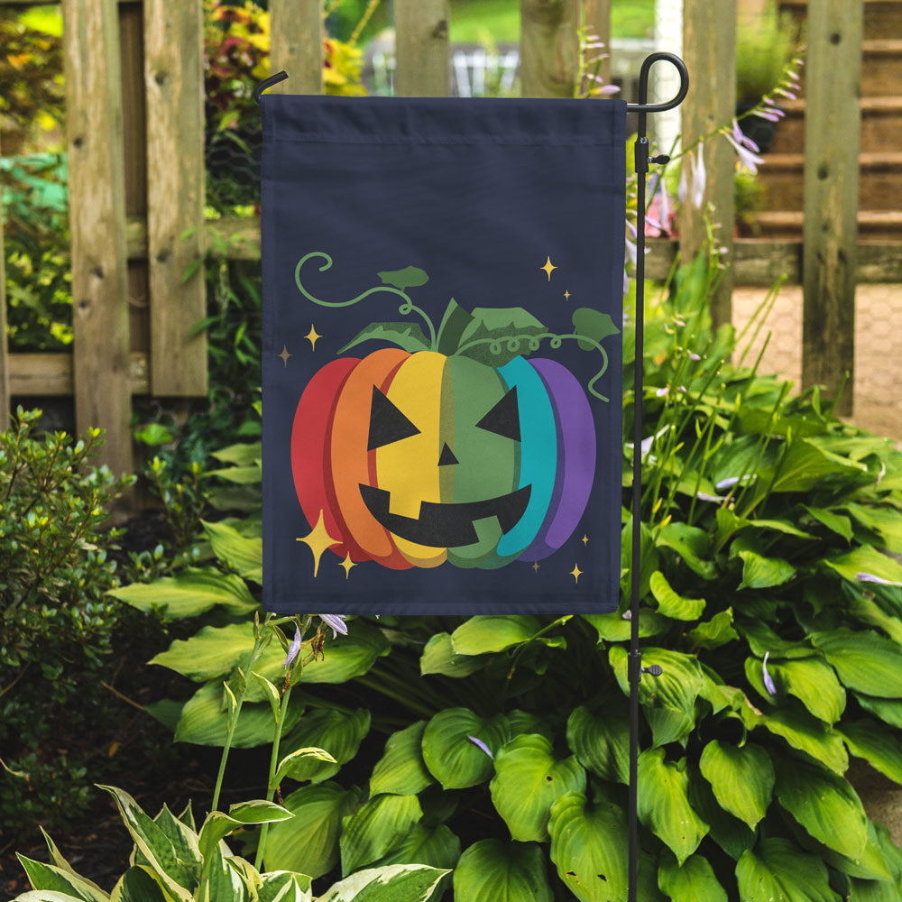 Rainbow Pumpkin Garden Flag