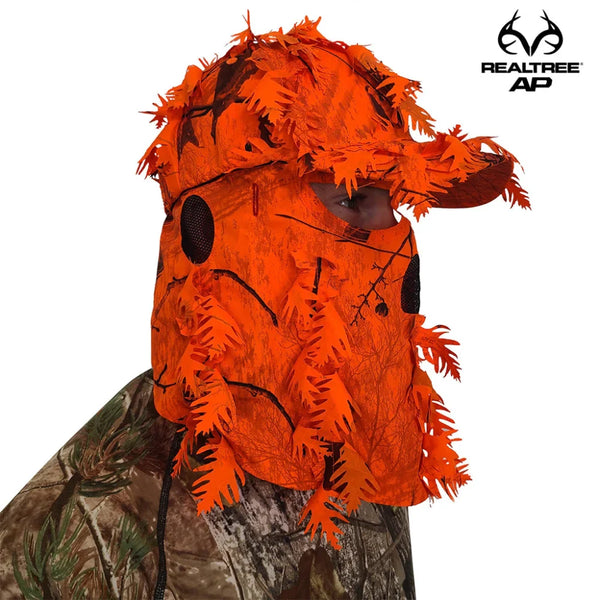 2-in-1 FRONT Leafy Face Mask and Camo Hat (Adj, OSFM)