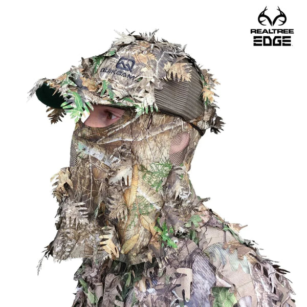 2-in-1 FRONT Leafy Face Mask and Camo Hat (Adj, OSFM)