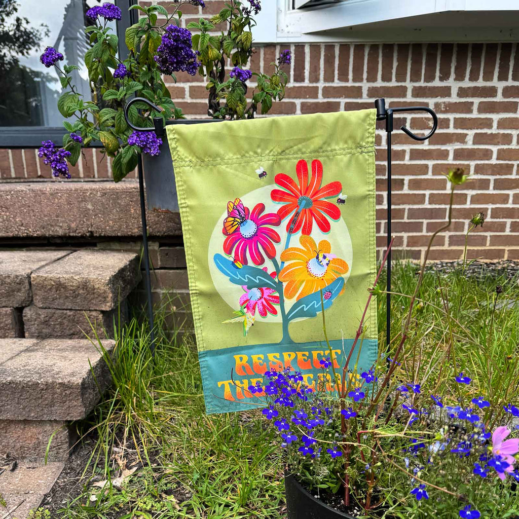 "Respect the Locals" Native Plants & Pollinator Garden Flag