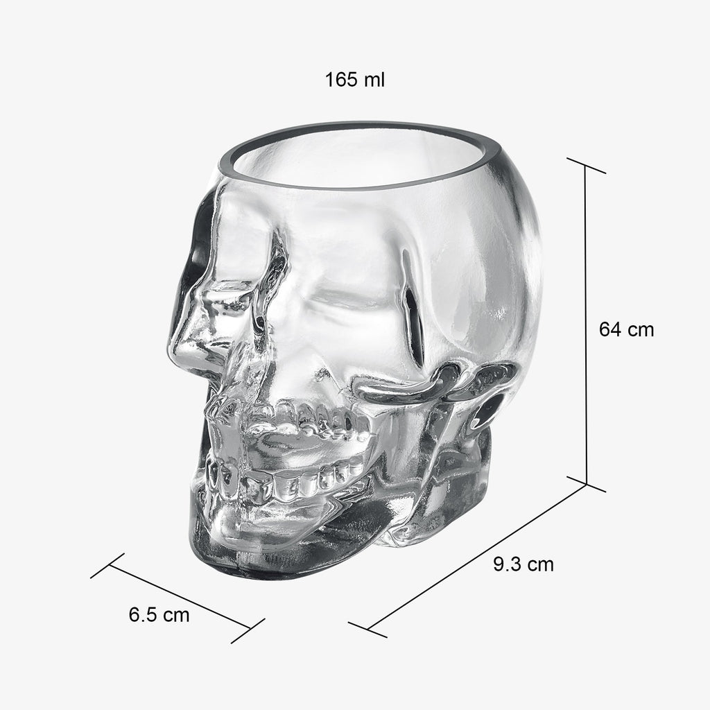 Skull Shot Glasses Set of 6 by The Wine Savant - 3oz Skull Glasses 3" H - Goth Gifts, Skull Gifts, Skull Decor, Skeleton Decor, Skull Shaped Glasses, Perfect for Halloween Themed Parties!