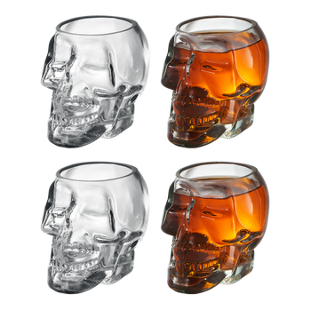 Monkey and Heroes Extra Large Skull Shot Glasses Set of 4, Use Skull Head Cup For A Whiskey, Scoth and Vodka Shot Glass, 3 Ounces