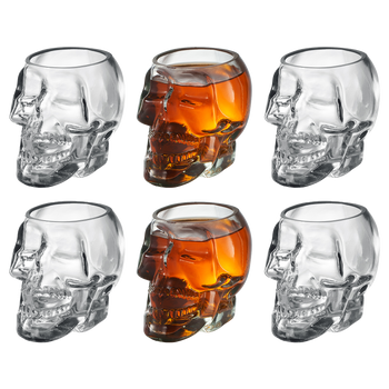 Skull Shot Glasses Set of 6 by The Wine Savant - 3oz Skull Glasses 3