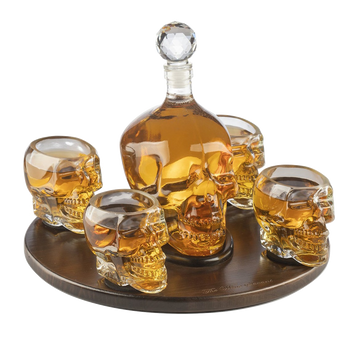 Skull Decanter Large Set with 4 Skull Shot Glasses