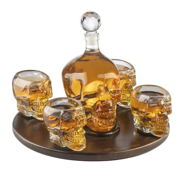 Skull Decanter Large Set with 4 Skull Shot Glasses