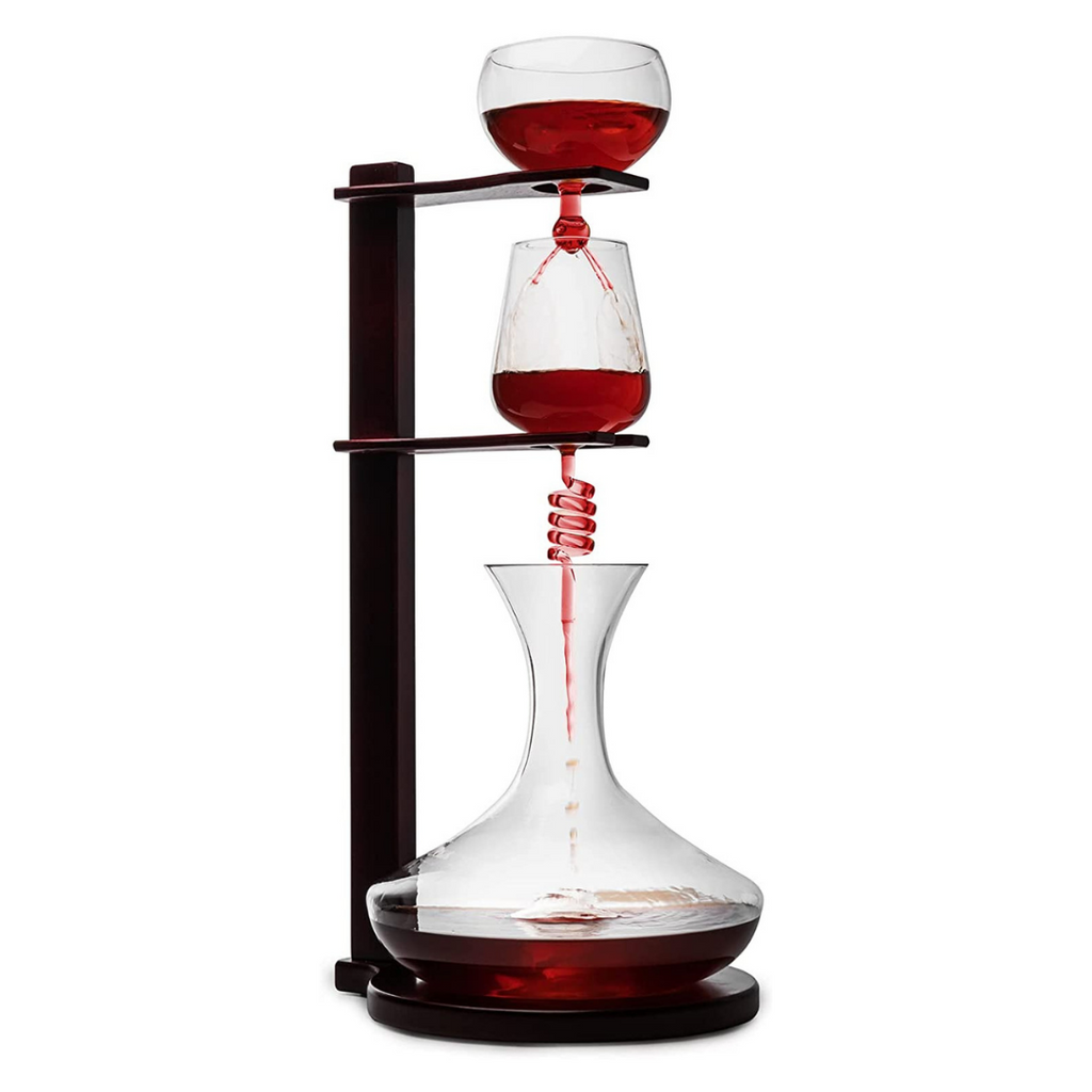 Wine Tower Decanting & Aerator Set by The Wine Savant - Unique Wine Decanter - 3 Aerating Parts - Upper, Middle & Lower Aerators - Whisky & Wines Carafe, Proven to Enhance & Improves Flavor & Aromas