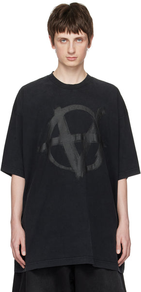 VETEMENTS Black Reverse Anarchy T-Shirt by Vetements