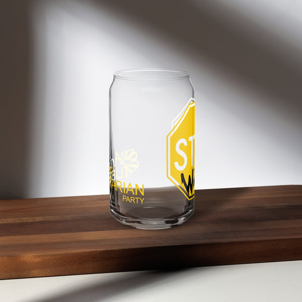 Stop War Arizona Libertarian Party Can-shaped glass