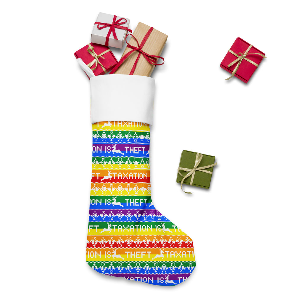 Taxation is theft LGBTQ Christmas stocking - Proud Libertarian - Proud Libertarian