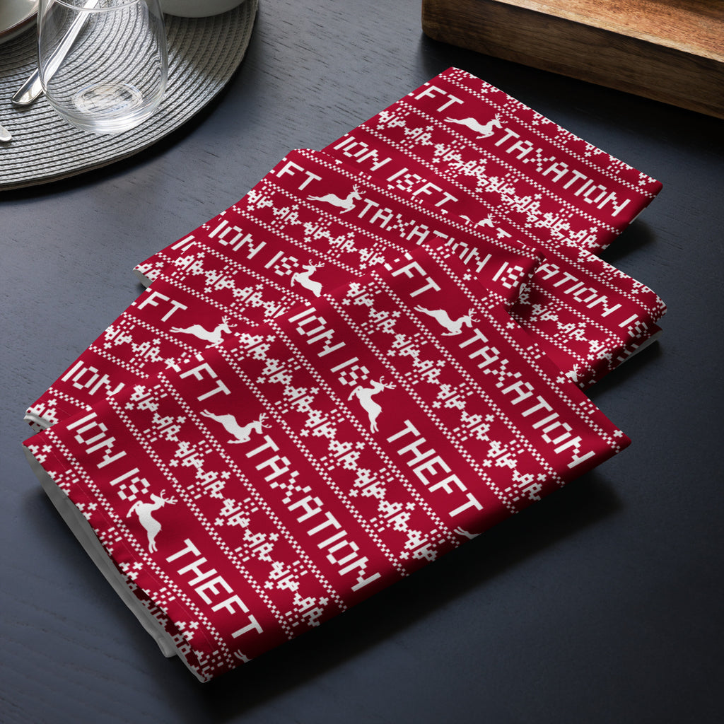 Taxation is theft Christmas Cloth napkin set - Proud Libertarian - Proud Libertarian