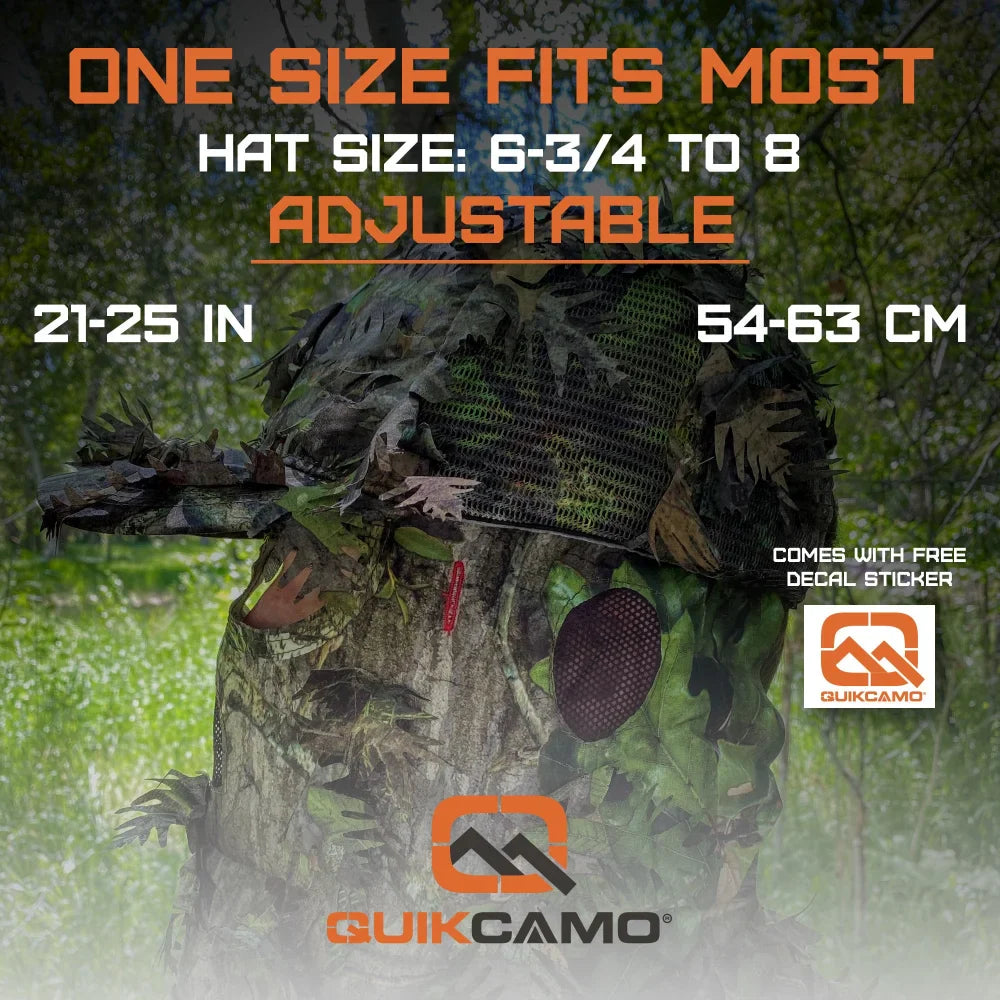 2-in-1 FRONT Leafy Face Mask and Camo Hat (Adj, OSFM)