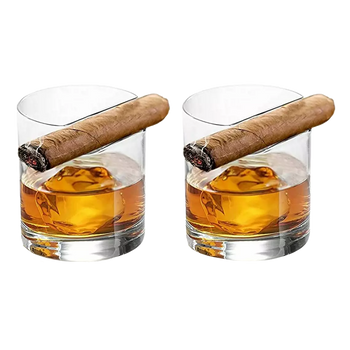 Cigar Holder Whiskey Glasses Set of 2