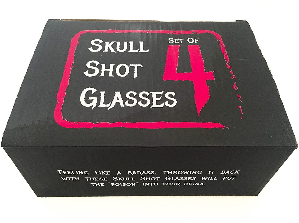 Monkey and Heroes Extra Large Skull Shot Glasses Set of 4, Use Skull Head Cup For A Whiskey, Scoth and Vodka Shot Glass, 3 Ounces