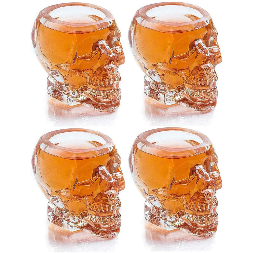 Monkey and Heroes Extra Large Skull Shot Glasses Set of 4, Use Skull Head Cup For A Whiskey, Scoth and Vodka Shot Glass, 3 Ounces