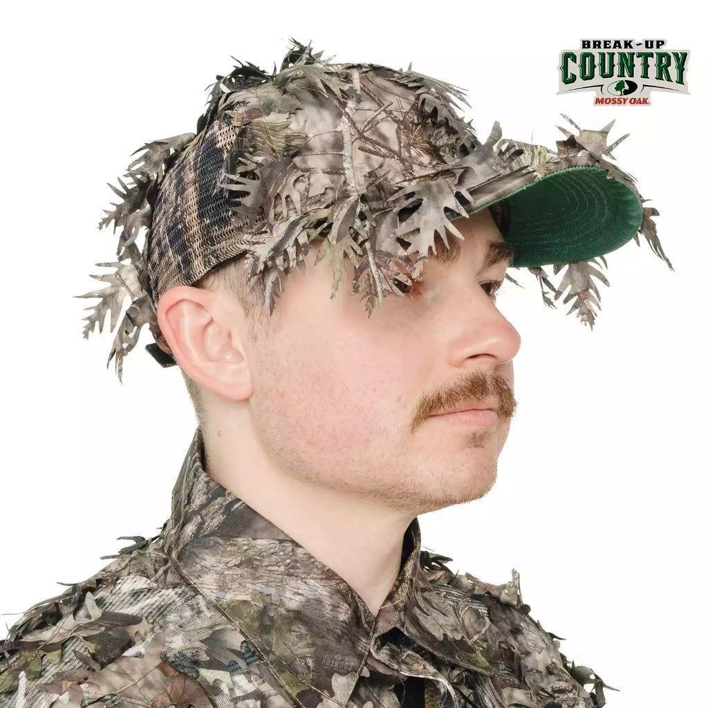 2-in-1 FRONT Leafy Face Mask and Camo Hat (Adj, OSFM)