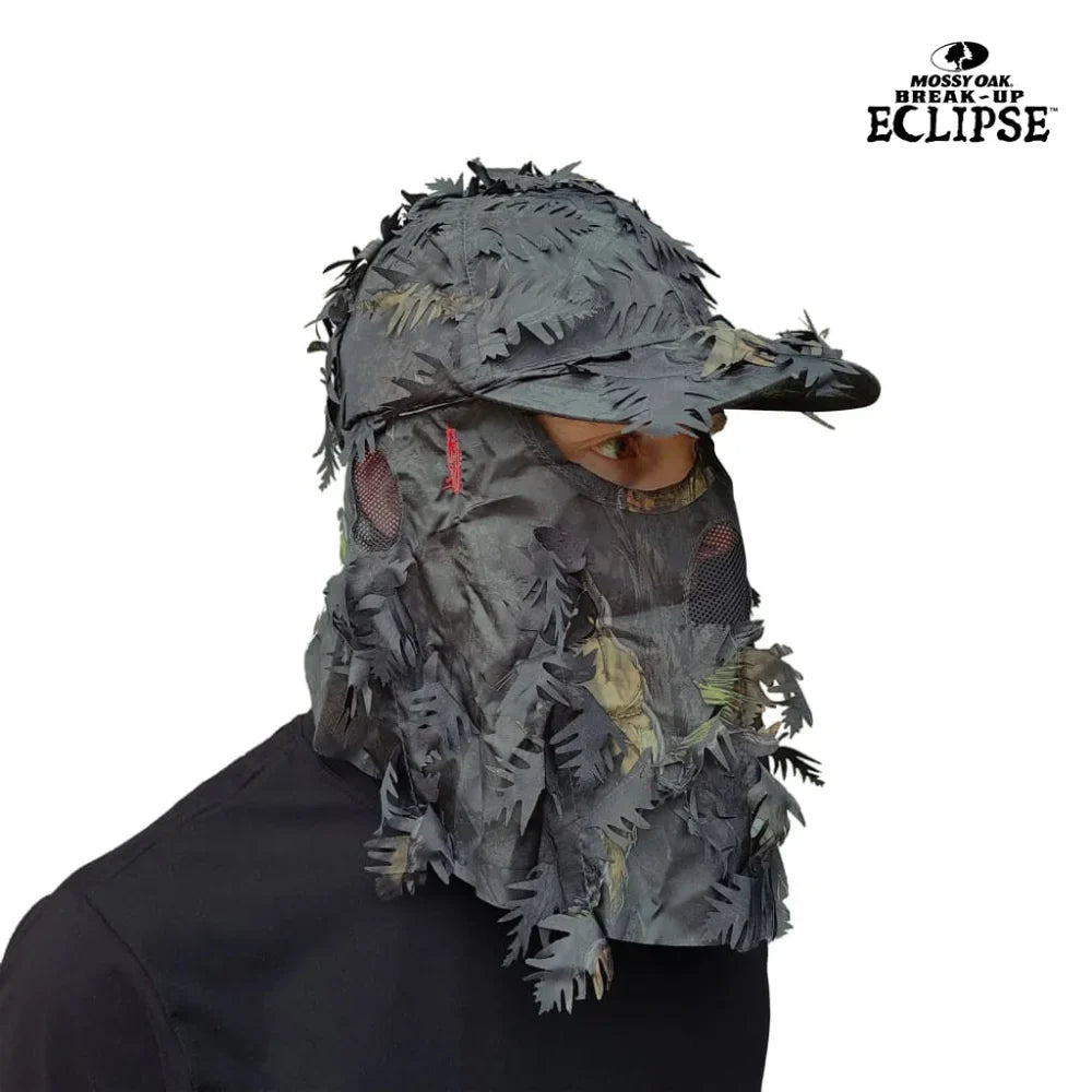 2-in-1 FRONT Leafy Face Mask and Camo Hat (Adj, OSFM)