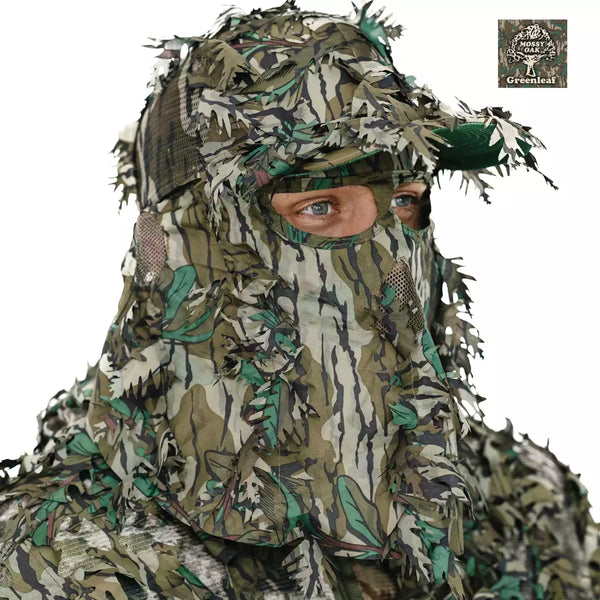 2-in-1 FRONT Leafy Face Mask and Camo Hat (Adj, OSFM)