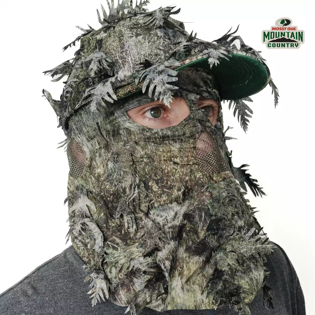 2-in-1 FRONT Leafy Face Mask and Camo Hat (Adj, OSFM)