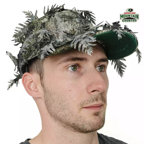2-in-1 FRONT Leafy Face Mask and Camo Hat (Adj, OSFM)