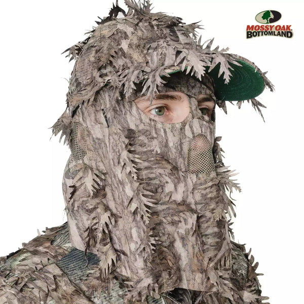 2-in-1 FRONT Leafy Face Mask and Camo Hat (Adj, OSFM)