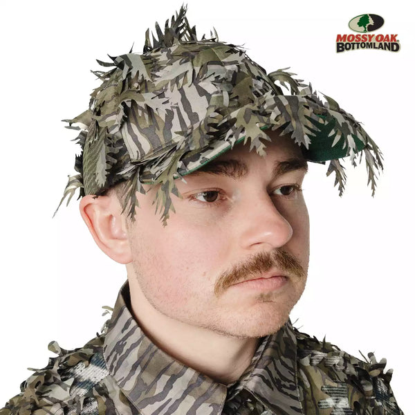 2-in-1 FRONT Leafy Face Mask and Camo Hat (Adj, OSFM)