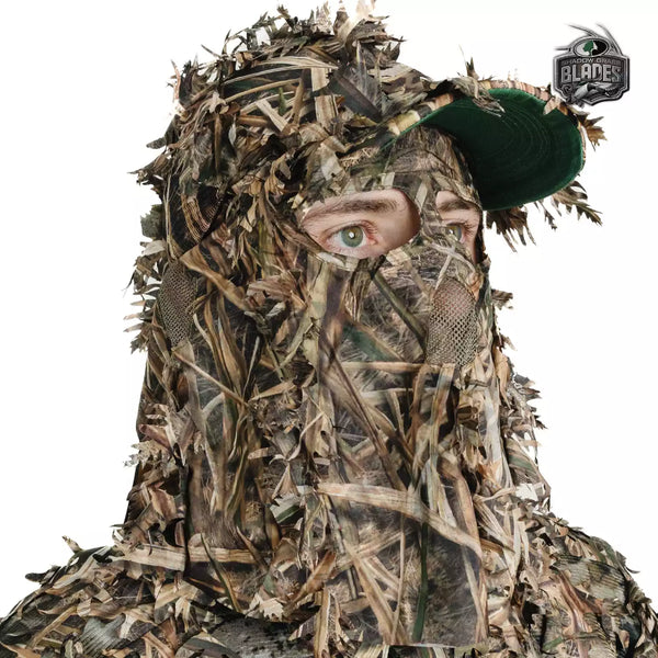 2-in-1 FRONT Leafy Face Mask and Camo Hat (Adj, OSFM)