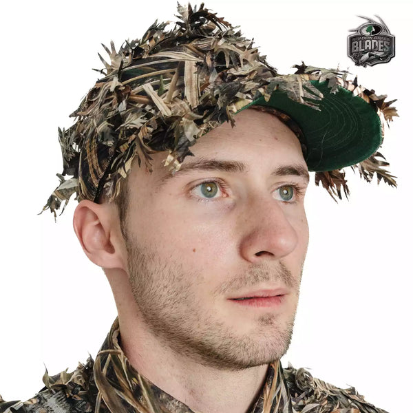 2-in-1 FRONT Leafy Face Mask and Camo Hat (Adj, OSFM)