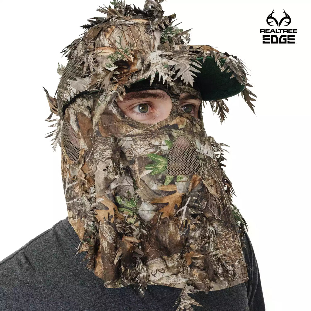 2-in-1 FRONT Leafy Face Mask and Camo Hat (Adj, OSFM)