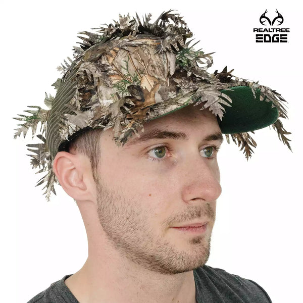 2-in-1 FRONT Leafy Face Mask and Camo Hat (Adj, OSFM)