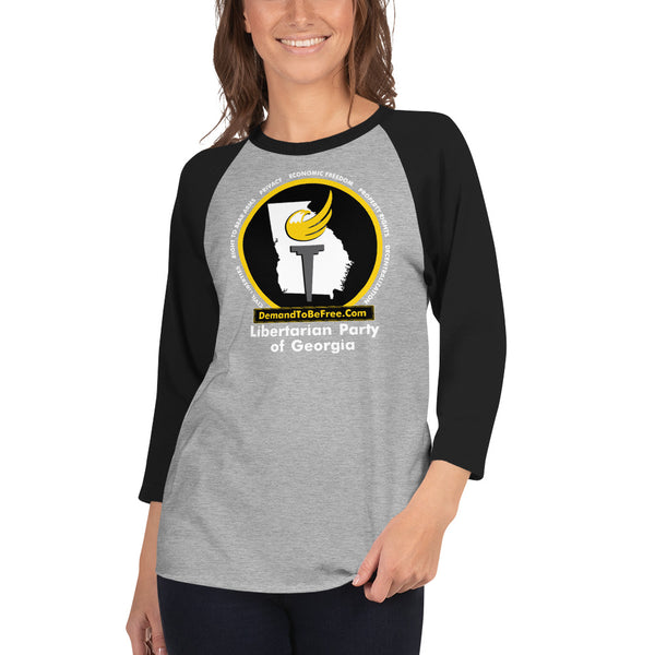 Libertarian Party of Georgia 3/4 sleeve raglan shirt