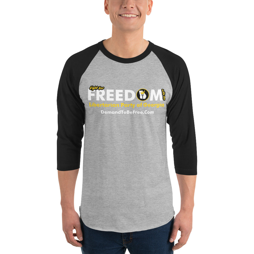 Fight for Freedom Libertarian Party of Georgia 3/4 sleeve raglan shirt