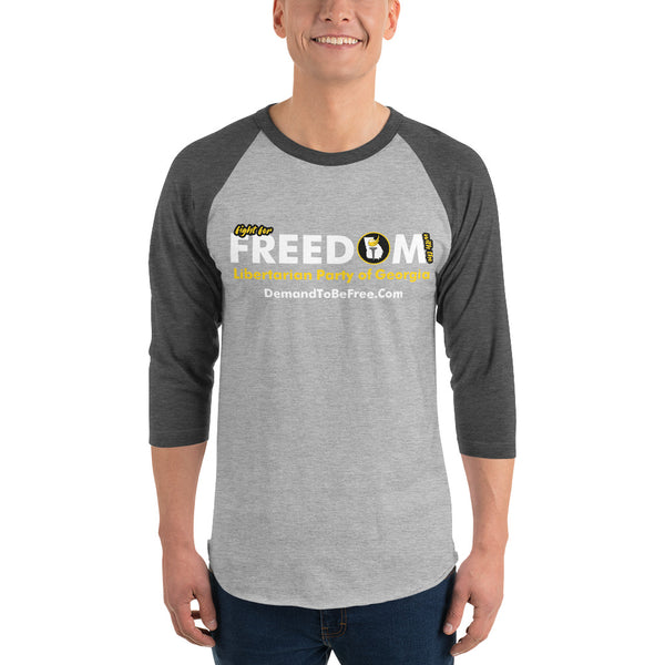 Fight for Freedom Libertarian Party of Georgia 3/4 sleeve raglan shirt