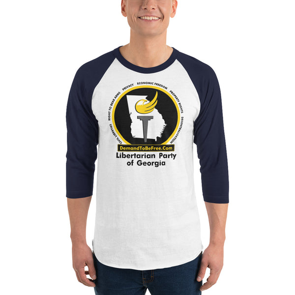 Libertarian Party of Georgia 3/4 sleeve raglan shirt