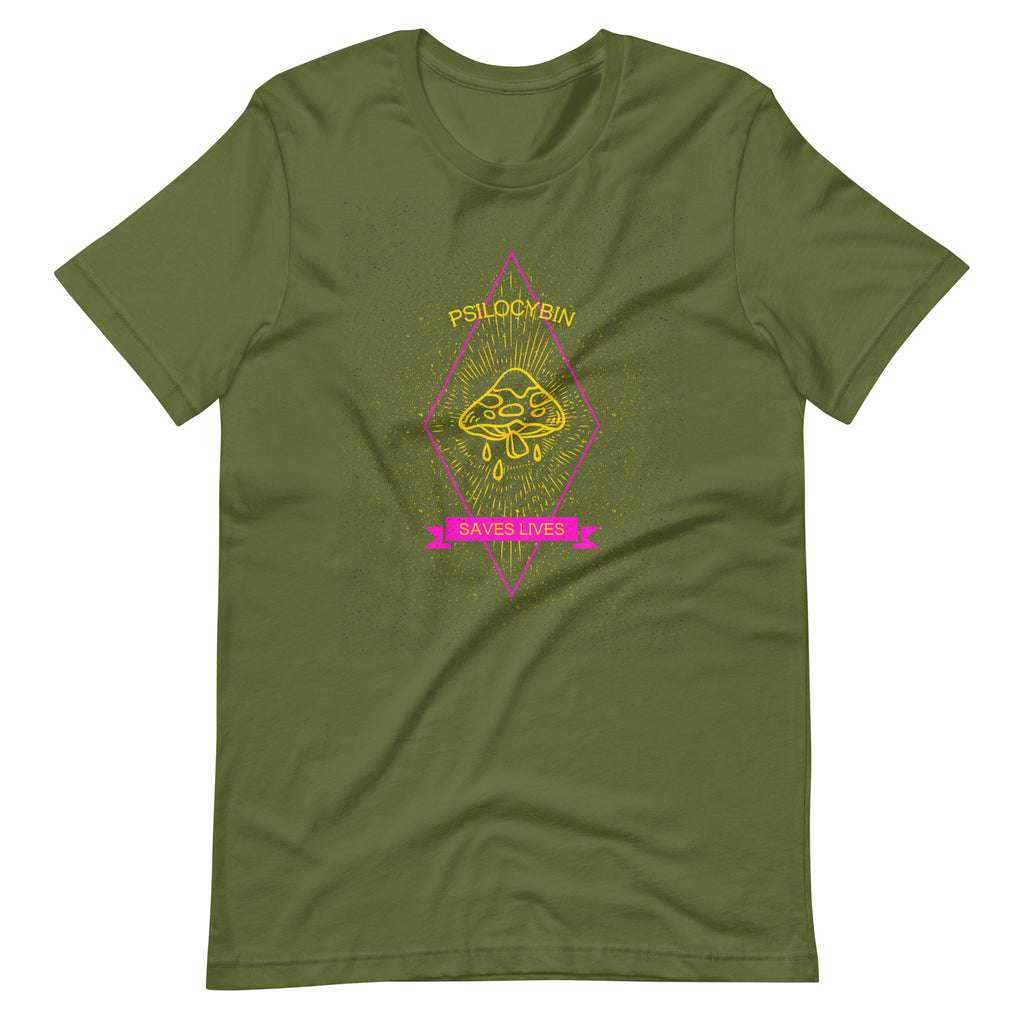 Psilocybin Saves Lives Short-Sleeve Unisex T-Shirt - Proud Libertarian - Peace Love Liberty