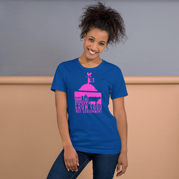 Grow Food Not Government Short-Sleeve Unisex T-Shirt - Proud Libertarian - Peace Love Liberty