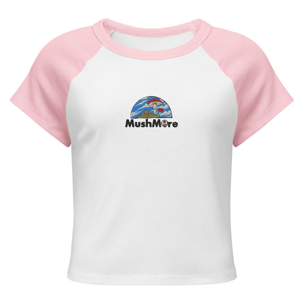 Mushmore Embroidered Women’s micro rib raglan baby tee