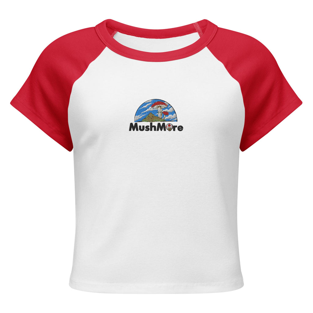 Mushmore Embroidered Women’s micro rib raglan baby tee