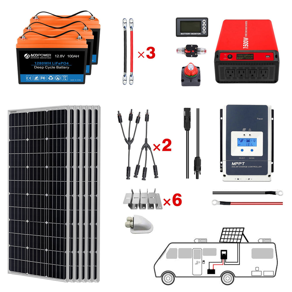 ACOPOWER Lithium Battery Mono Solar Power Complete System with Battery and Inverter for RV Boat 12V Off Grid Kit by ACOPOWER - Proud Libertarian - ACOPOWER