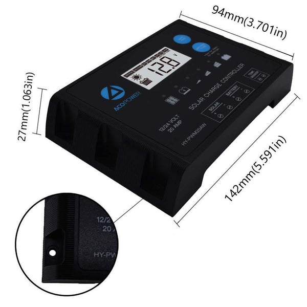 100W 12V Poly Solar RV Kits, 20A PWM Charge Controller by ACOPOWER - Proud Libertarian - ACOPOWER