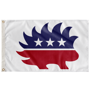 Red White and Blue Porcupine Single-Sided Flag - Proud Libertarian - Proud Libertarian