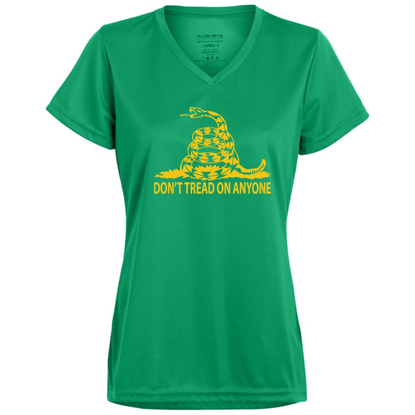 Don't Tread on Anyone Ladies’ Moisture-Wicking V-Neck Tee - Proud Libertarian - Proud Libertarian