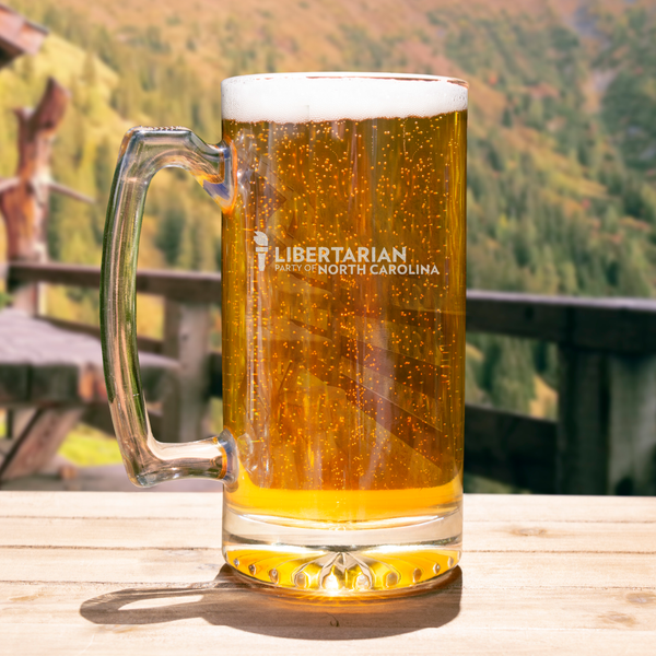 LPNC Beer Mug - Proud Libertarian - Libertarian Party of North Carolina