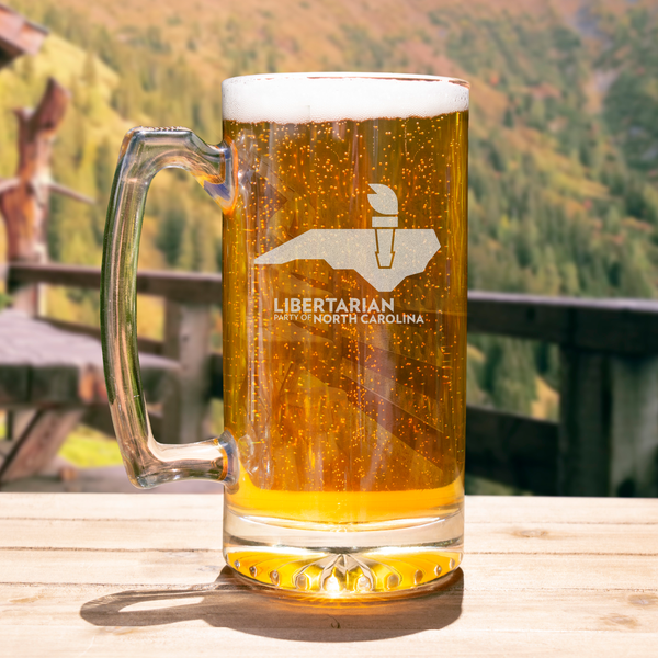 LPNC Beer Mug - Proud Libertarian - Libertarian Party of North Carolina