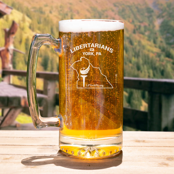 Libertarians of York PA Beer Mug - Proud Libertarian - Libertarian Party of Pennsylvania - York