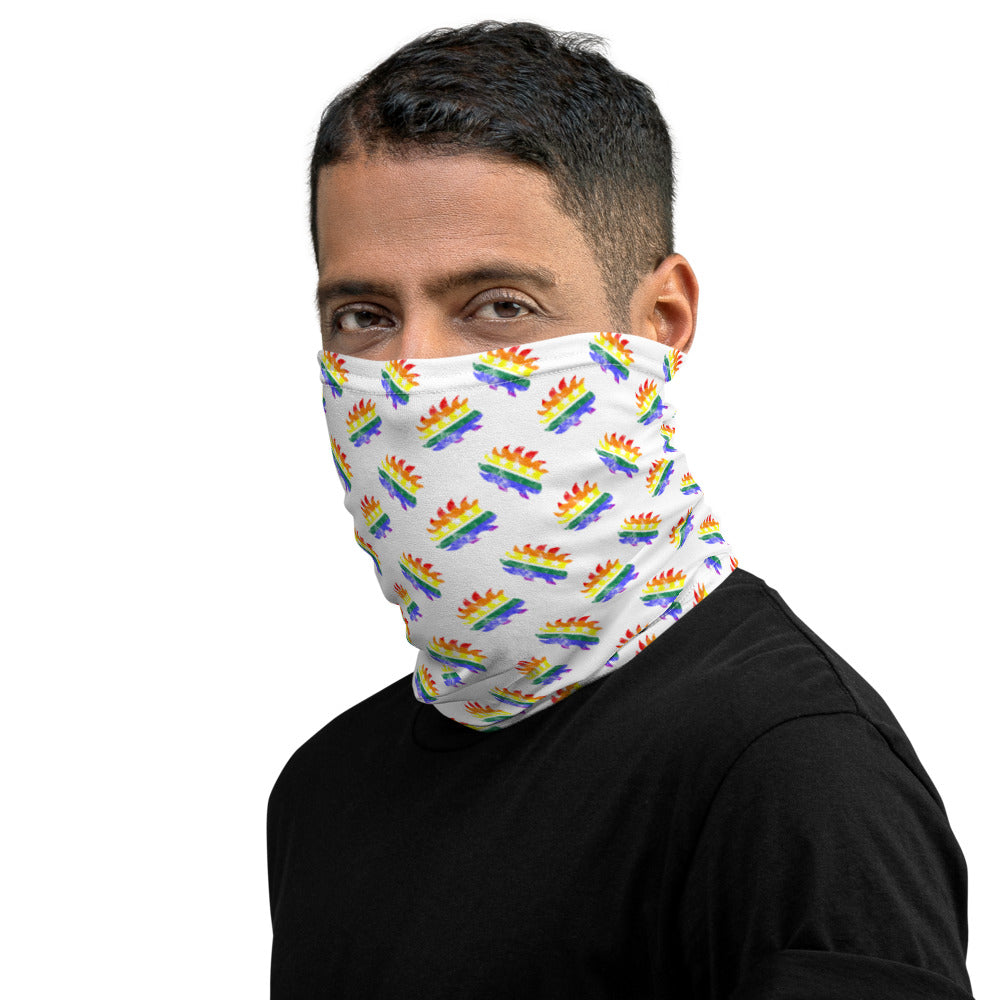 LGBTQ Porcupine Neck Gaiter (White) - Proud Libertarian - Proud Libertarian