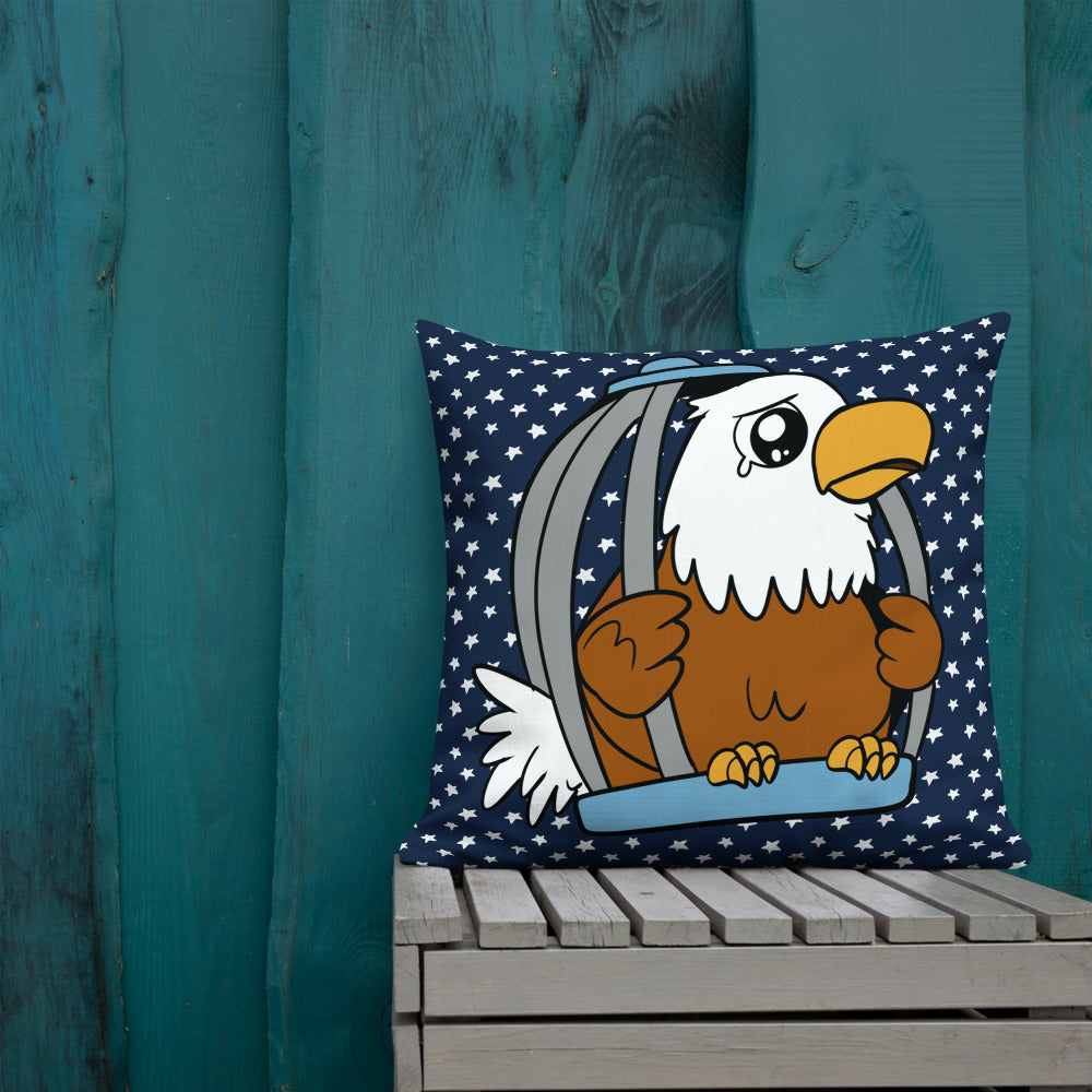 Caged Freedom Cartoon Pillow - Proud Libertarian - Cartoons of Liberty