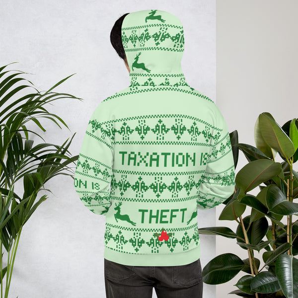 Taxation is Theft Ugly Christmas Sweater Unisex Hoodie - Proud Libertarian - Proud Libertarian