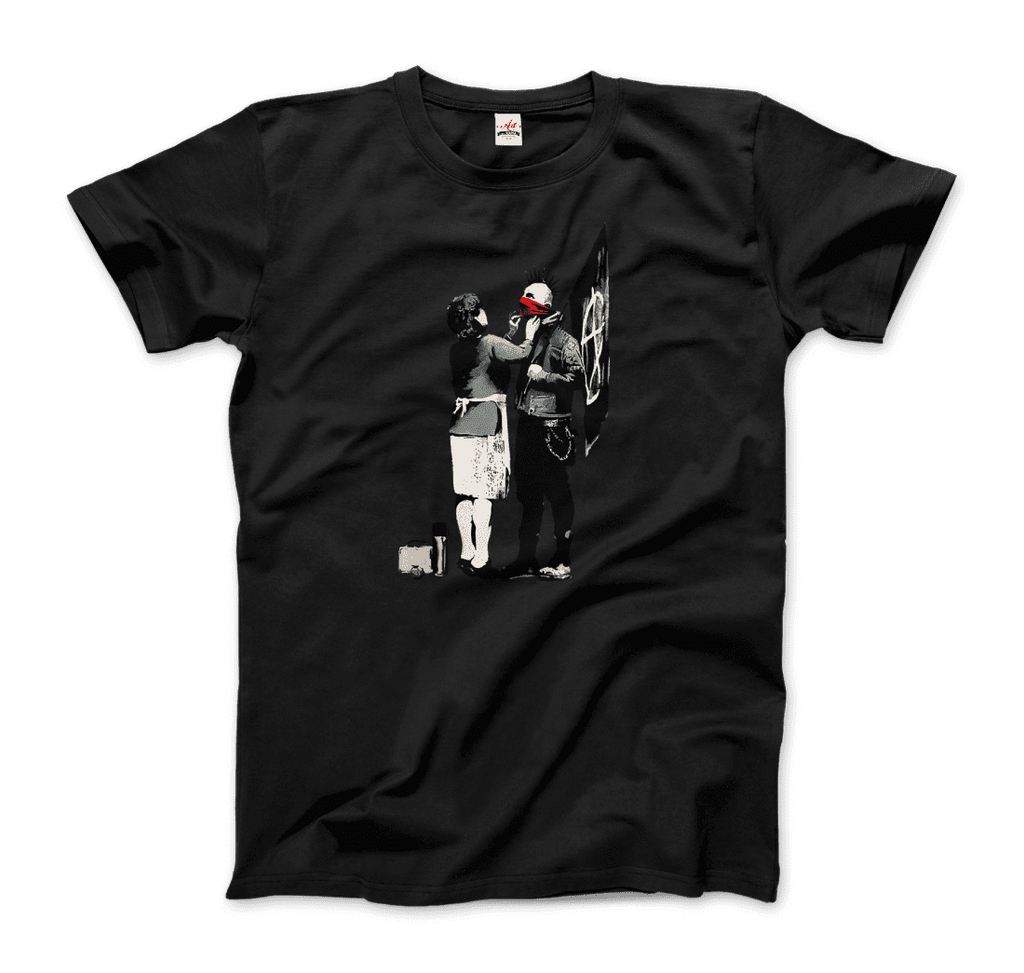 Banksy Anarchist Punk And His Mother Artwork T-Shirt by Art-O-Rama Shop - Proud Libertarian - Art-O-Rama Shop