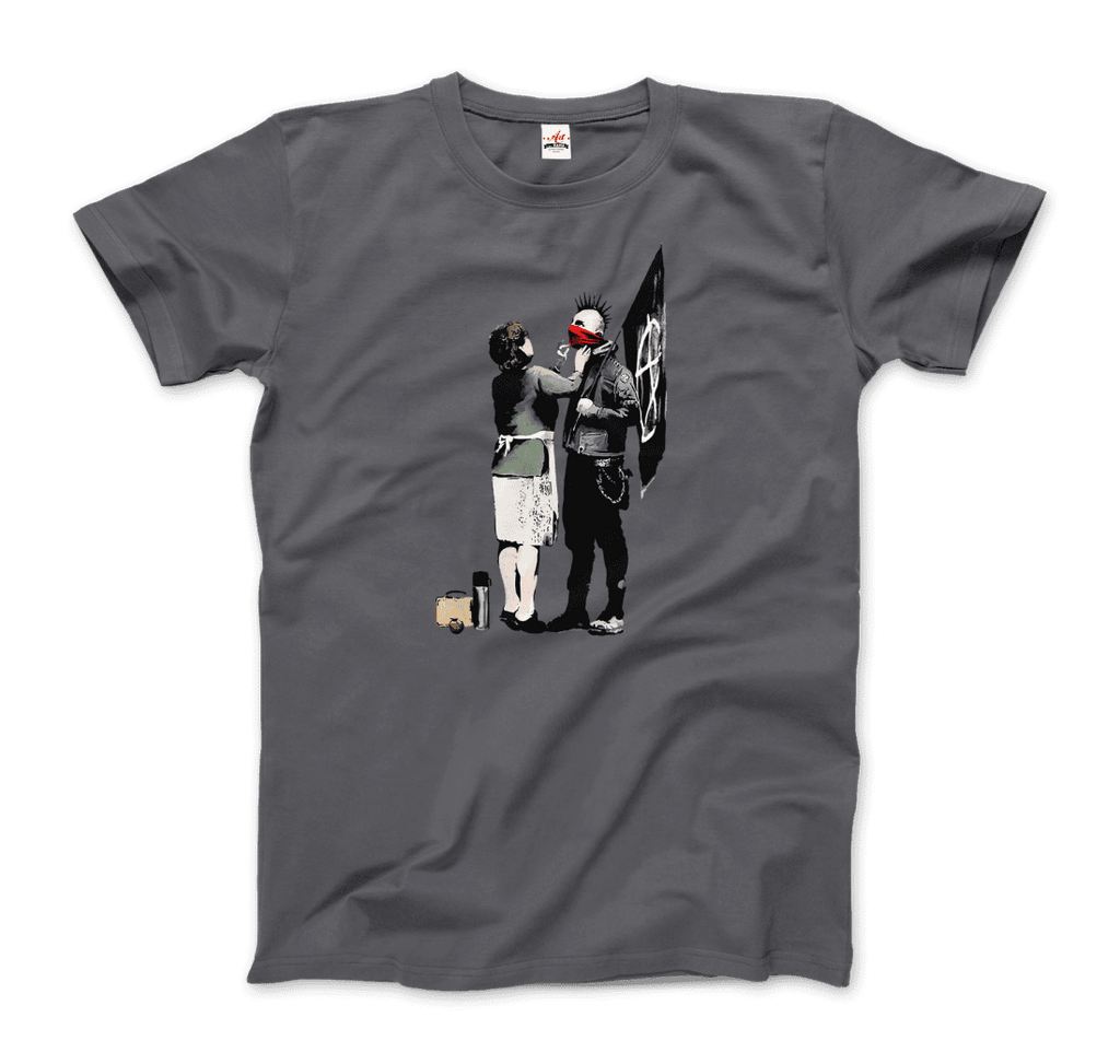 Banksy Anarchist Punk And His Mother Artwork T-Shirt by Art-O-Rama Shop - Proud Libertarian - Art-O-Rama Shop